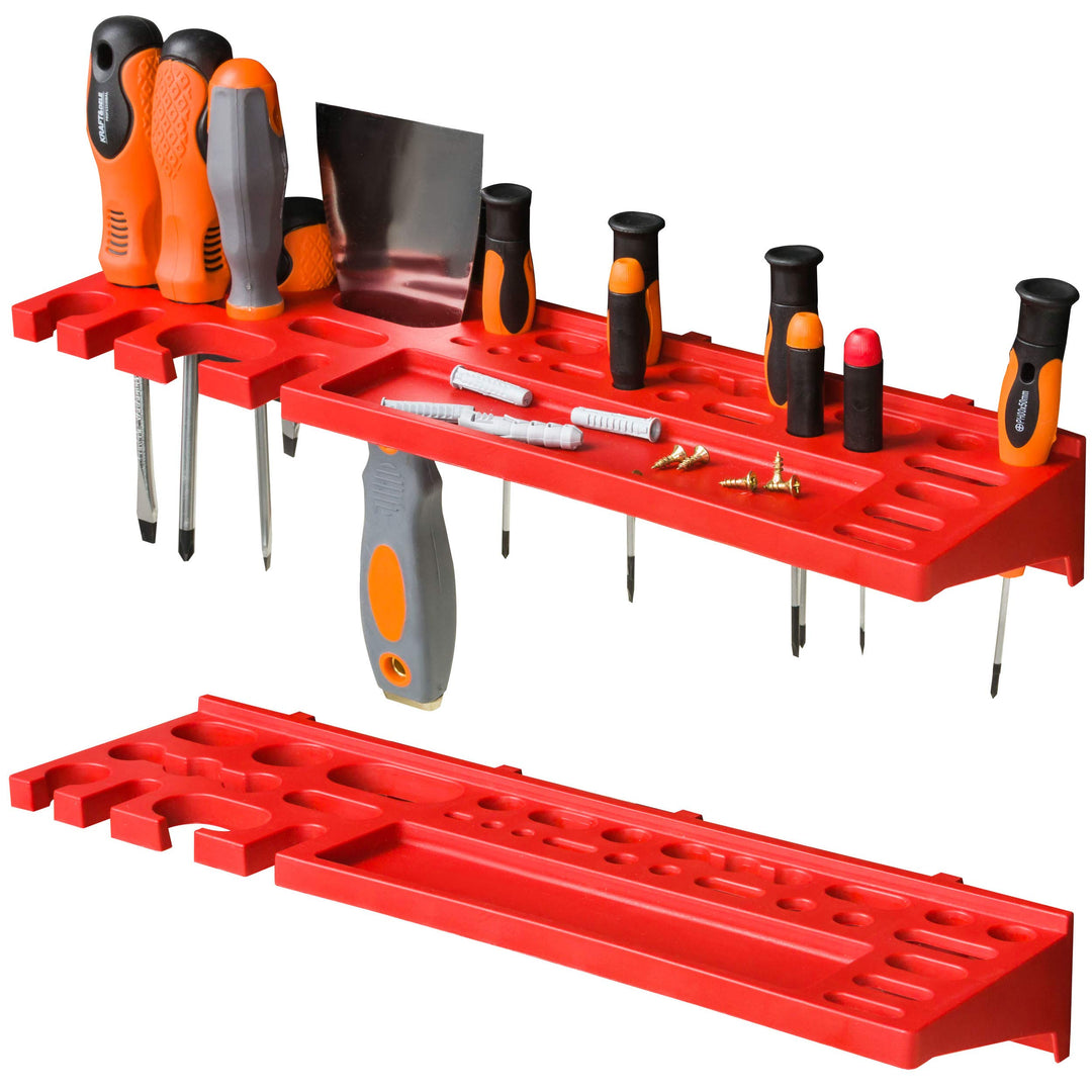 Werkstattwandregal 234x78 cm Kunststoff mit 46 Sichtlagerkästen
