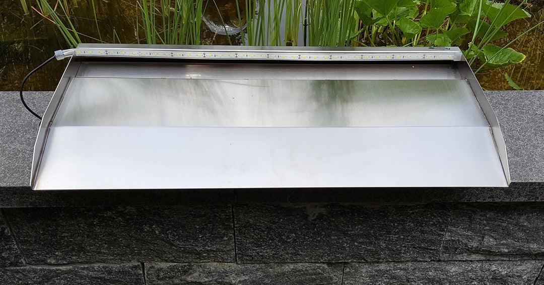 Edelstahl Wasserfall 60 cm Breite mit LED warmweiss für Pool und Teich - Bild 5