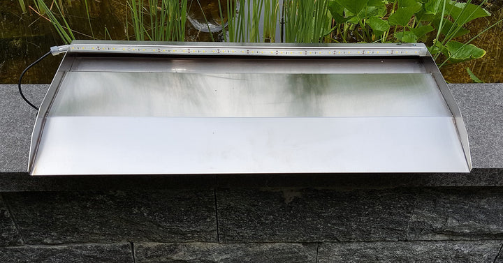 Edelstahl Wasserfall 60 cm Breite mit LED warmweiss für Pool und Teich - Bild 5