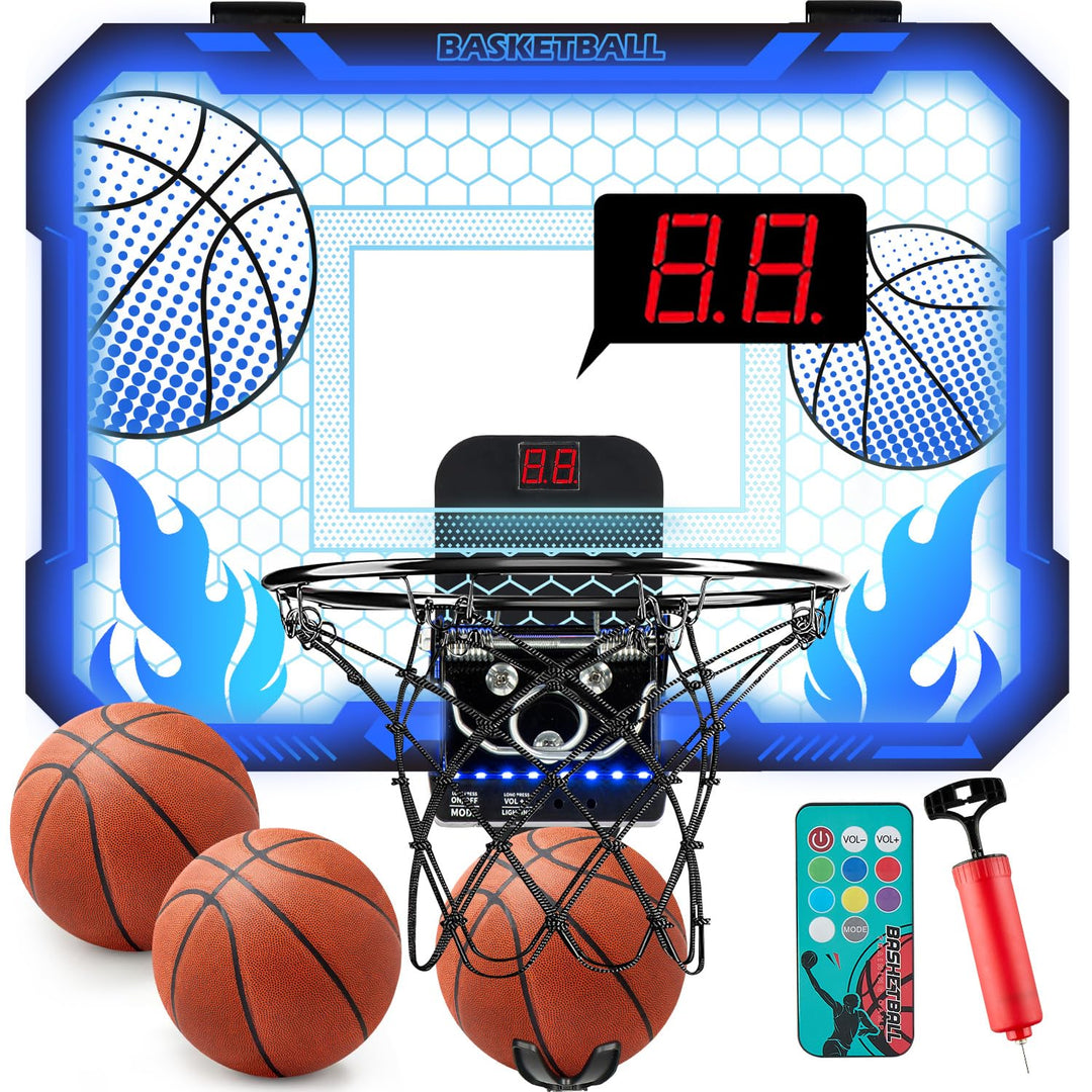 Indoor-Basketballkorb Kinder mit LED-Beleuchtung &amp; Anzeigetafel, 3 Modi