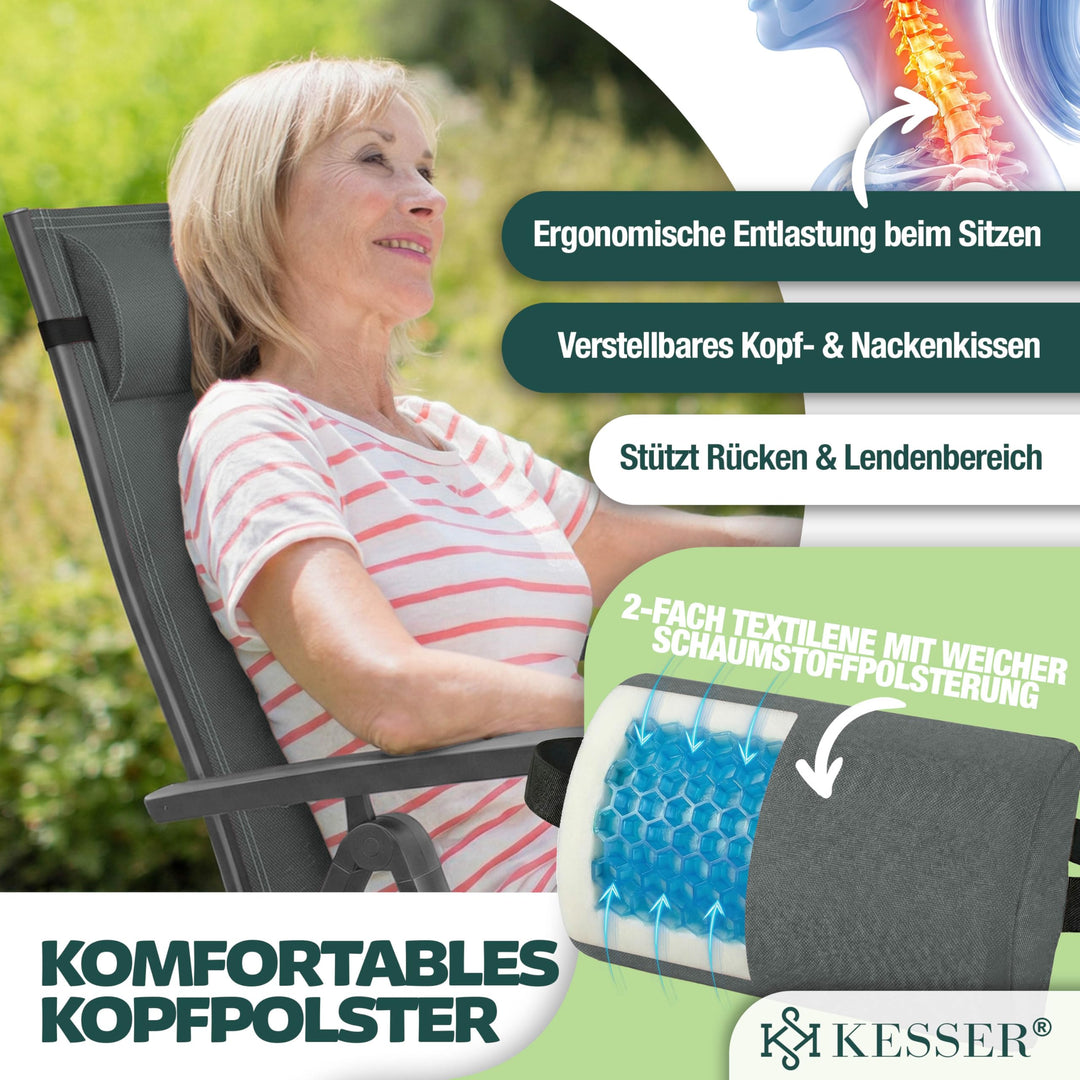 Gartenstuhl Hochlehner Aluminium 6er-Set klappbar mit Kopfkissen anthrazit - Bild 6