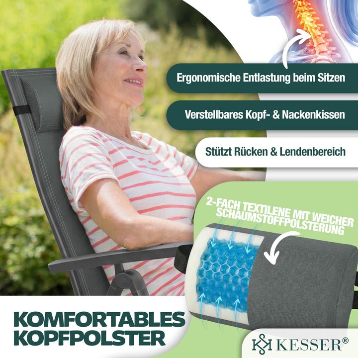 Gartenstuhl Hochlehner Aluminium 6er-Set klappbar mit Kopfkissen anthrazit - Bild 6