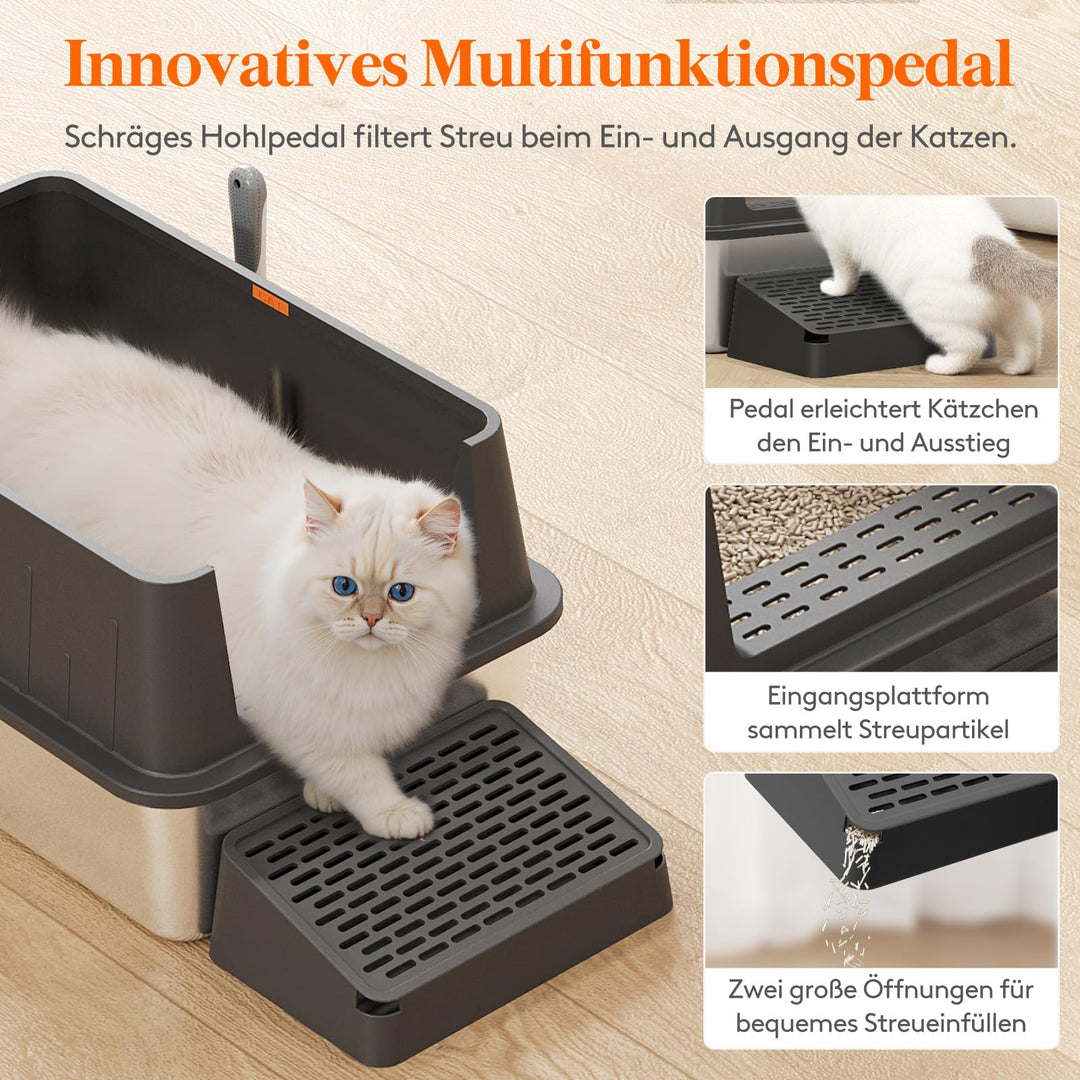 Katzentoilette Edelstahl offen 60x40x39cm bis 13,6kg mit Schaufel - Bild 4