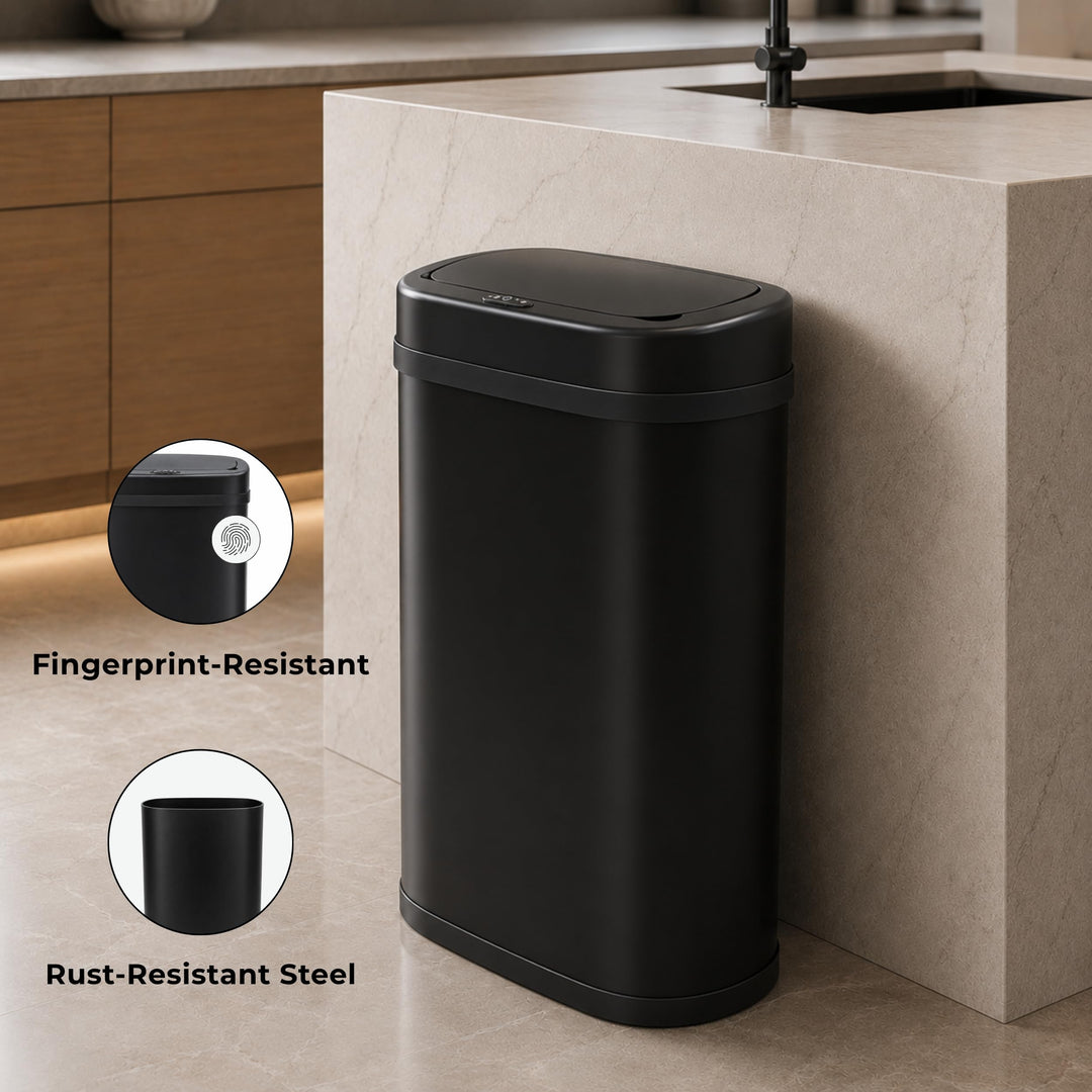 Sensor-Mülleimer Edelstahl 60 Liter Soft-Close Küche Schwarz - Bild 5