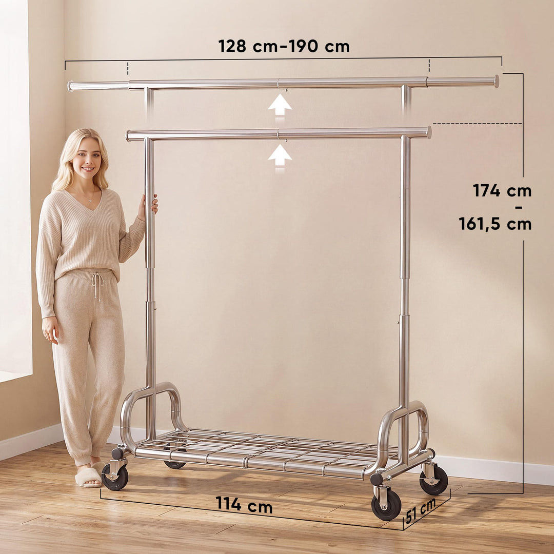 Kleiderständer auf Rollen 3-in-1 Metall verchromt 204 kg Tragkraft - Bild 4