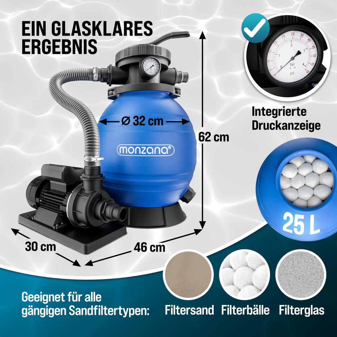 Sandfilteranlage 10.200 L/h für Pools bis 35.000 L 400 W - Bild 6