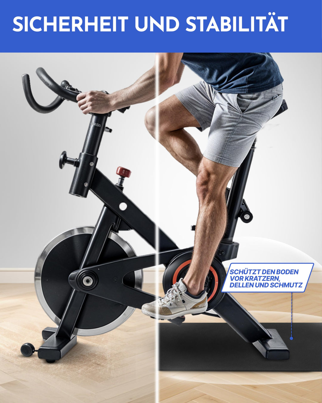 Bodenschutzmatte Fitnessgeräte 200x90cm 8mm rutschfest schwarz - Bild 7