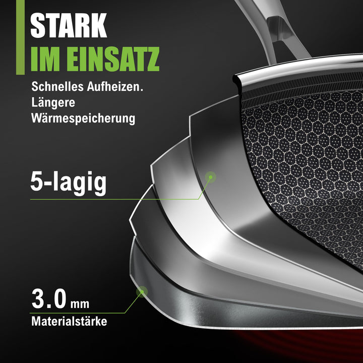 Bratpfanne 28cm Keramik-Edelstahl Wabe 5-Schicht PFAS-frei Induktion - Bild 3