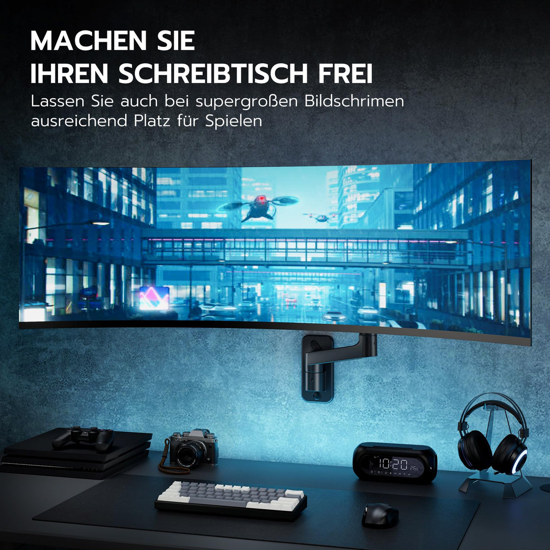 Monitor Wandhalterung bis 49 Zoll Stahl/Alu schwarz mit Gasdruckfeder - Bild 5