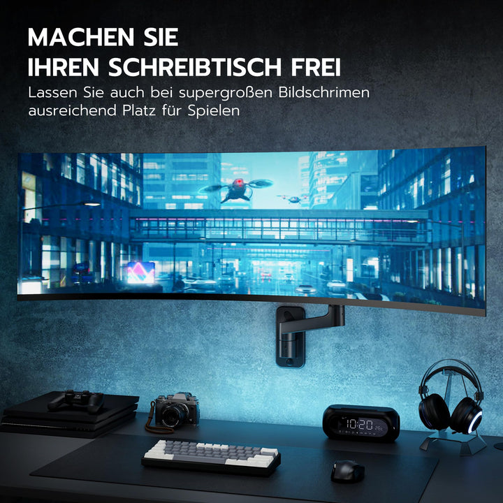 Monitor Wandhalterung bis 49 Zoll Stahl/Alu schwarz mit Gasdruckfeder - Bild 5