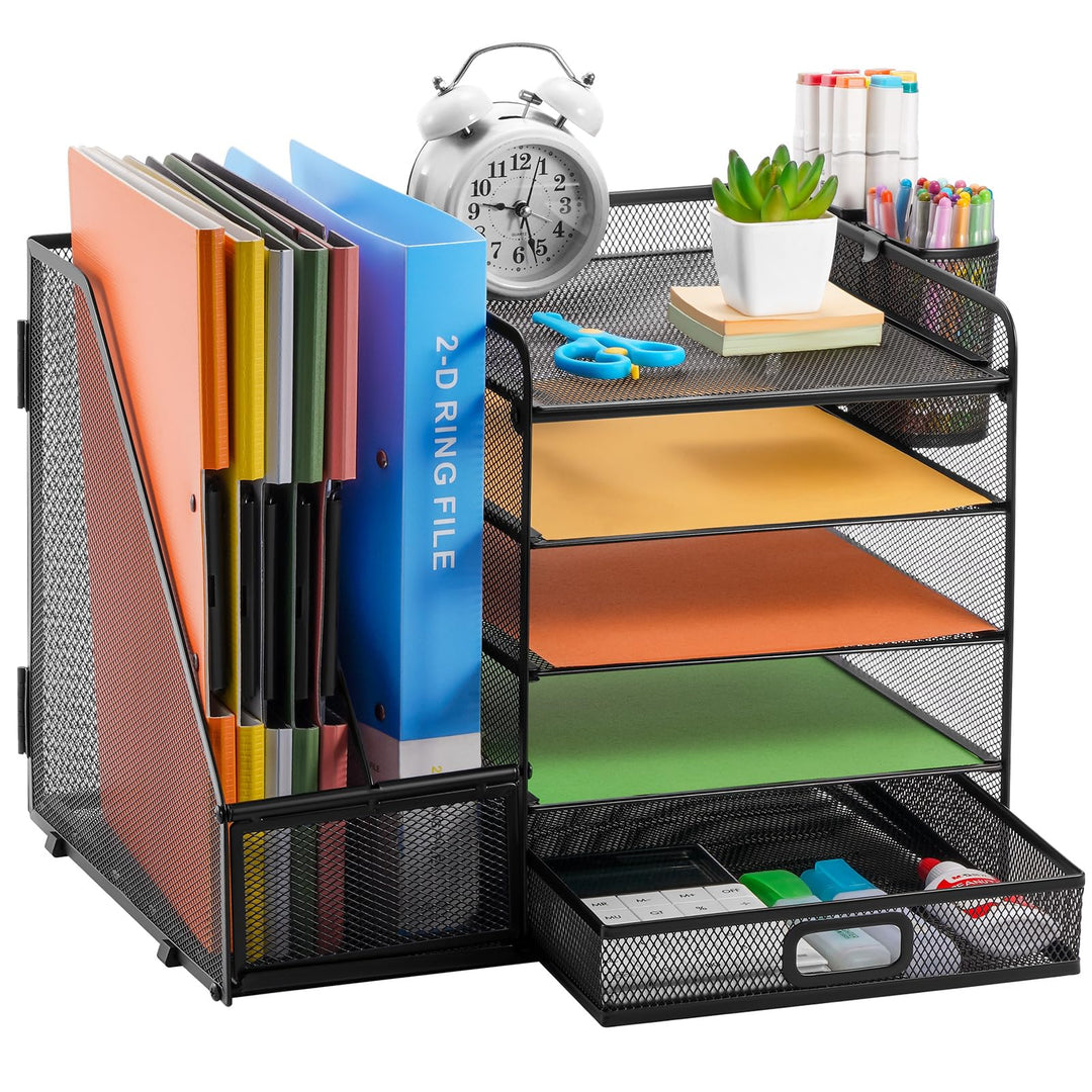Schreibtisch Organizer Metall 5 Ebenen mit Schublade und Stifthalter - Bild 4