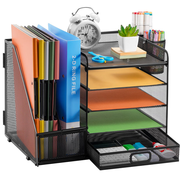 Schreibtisch Organizer Metall 5 Ebenen mit Schublade und Stifthalter - Bild 4