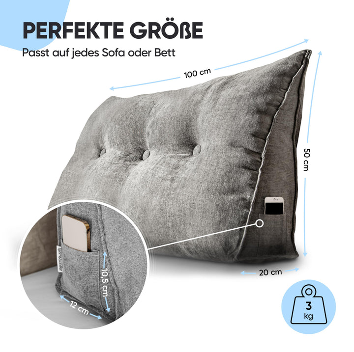 Rückenkissen Keilform Polyester 100 cm für Bett und Sofa - Bild 4