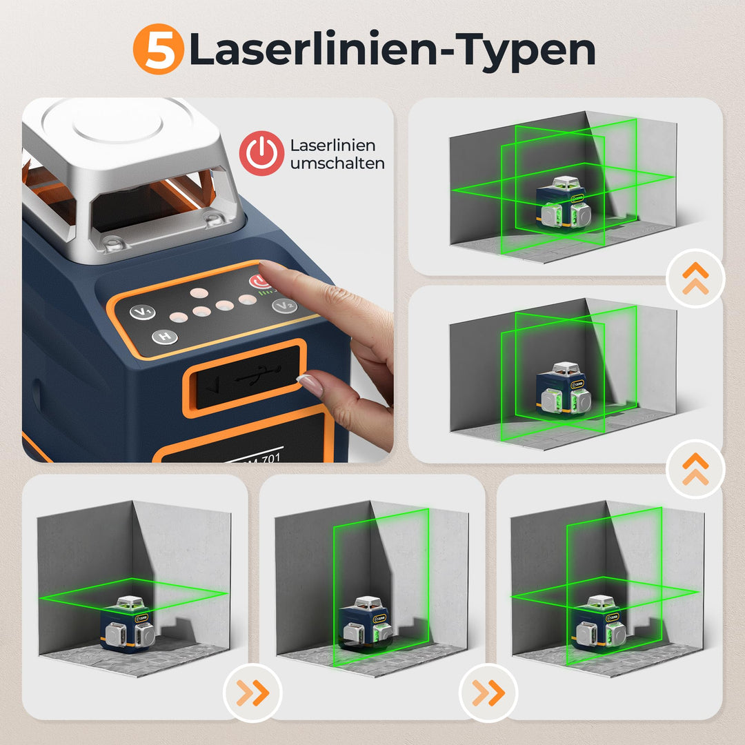 Kreuzlinienlaser 3x360° Grün Selbstnivellierend mit Fernbedienung - Bild 3