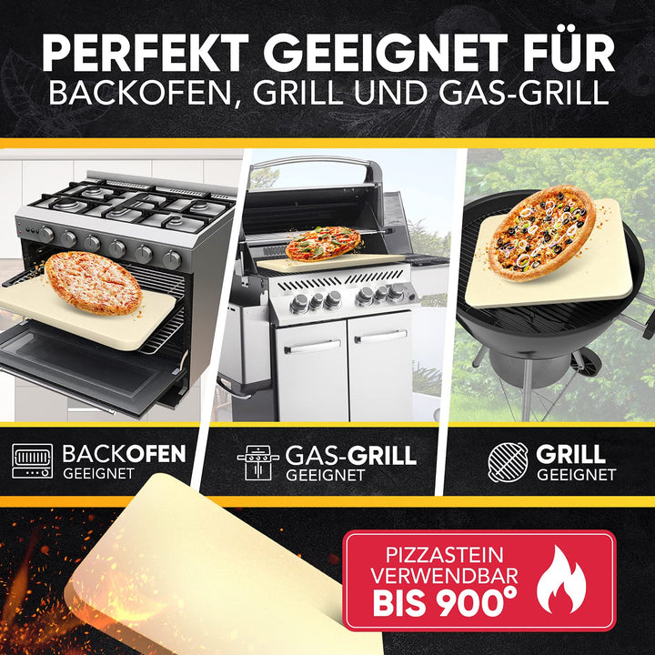 Pizzastein Set Cordierit rechteckig mit Schieber &amp; Rezeptbuch - Bild 2