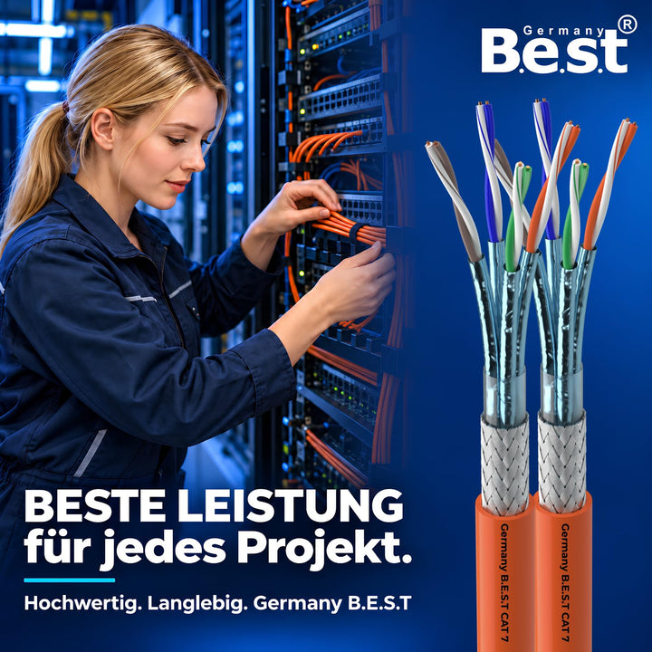 CAT 7 Duplex Verlegekabel S/FTP LSZH 50m 10 Gbit/s Reinkupfer - Bild 7