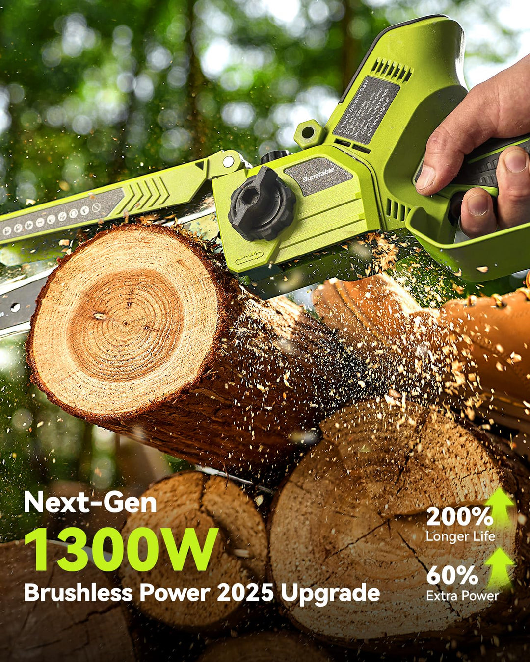 Akku-Kettensäge 20 cm Brushless-Motor 1300W werkzeuglose Kettenspannung - Bild 2