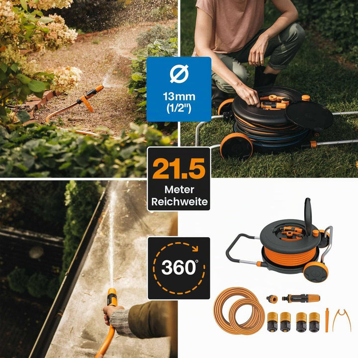 Schlauchtrommel-Set mit Wagen 20m Schlauch für Garten &amp; Terrasse - Bild 2