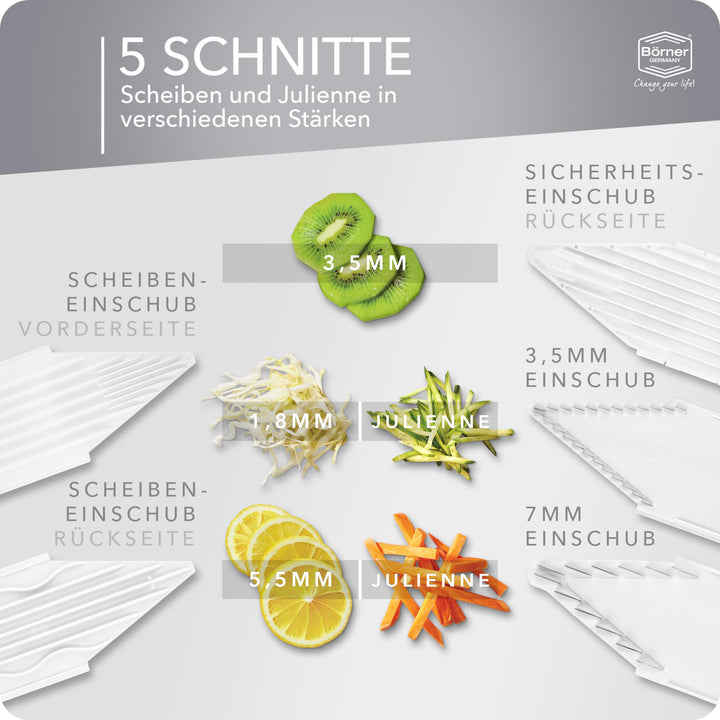 Gemüsehobel-Set mit 4 Einsätzen für Scheiben Streifen Würfel - Bild 2