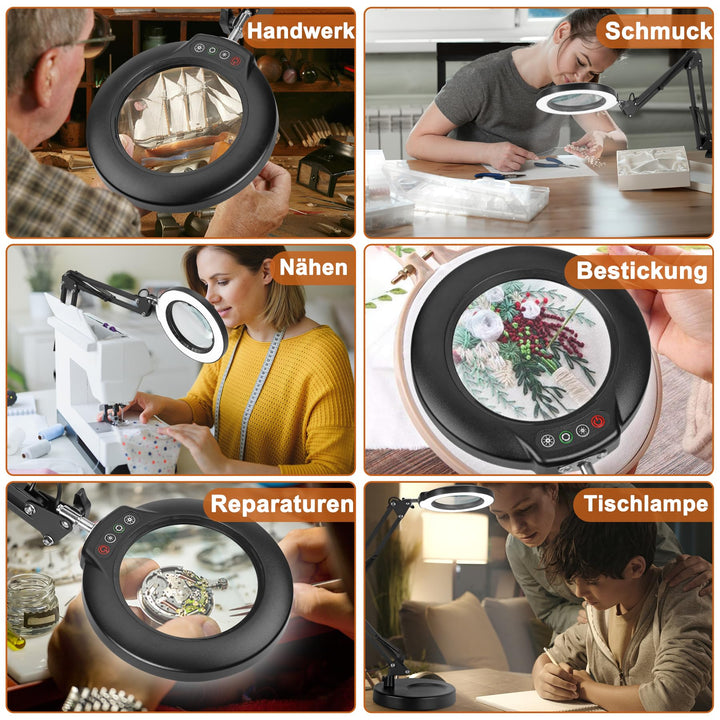 Standlupe mit LED-Licht 12x Vergrösserung 5 Farbmodi für Handwerk - Bild 7