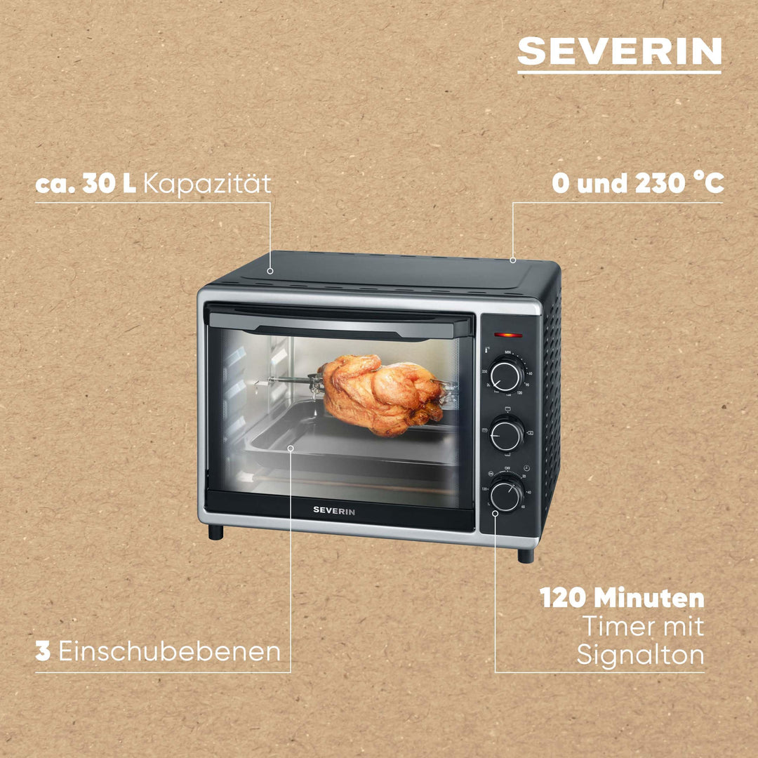 Mini-Backofen mit Umluft 30 L, 1600 W, Grill und Timer - Bild 4