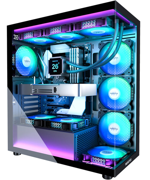 Mid Tower ATX PC Gehäuse 270° Panoramaglas 7 ARGB-Lüfter PWM Type-C