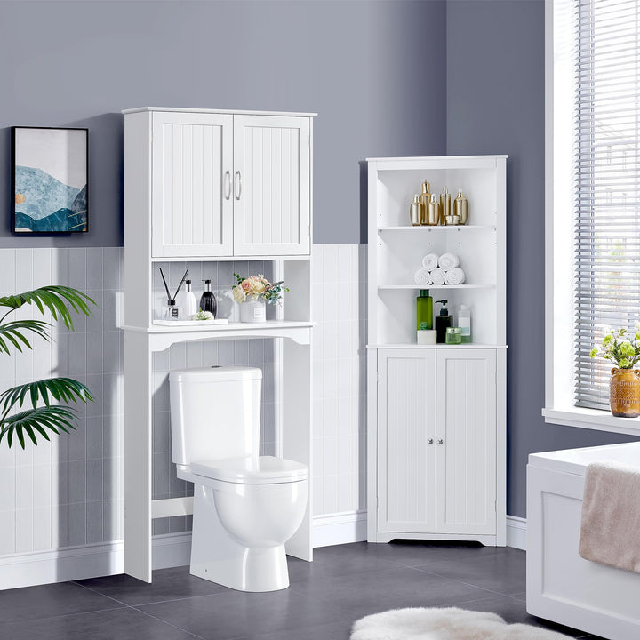 Überbauschrank Waschmaschine WC 180 cm Hochschrank MDF Weiss - Bild 2