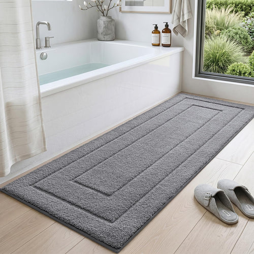Badematte Mikrofaser rutschfest Grau 60x150 cm