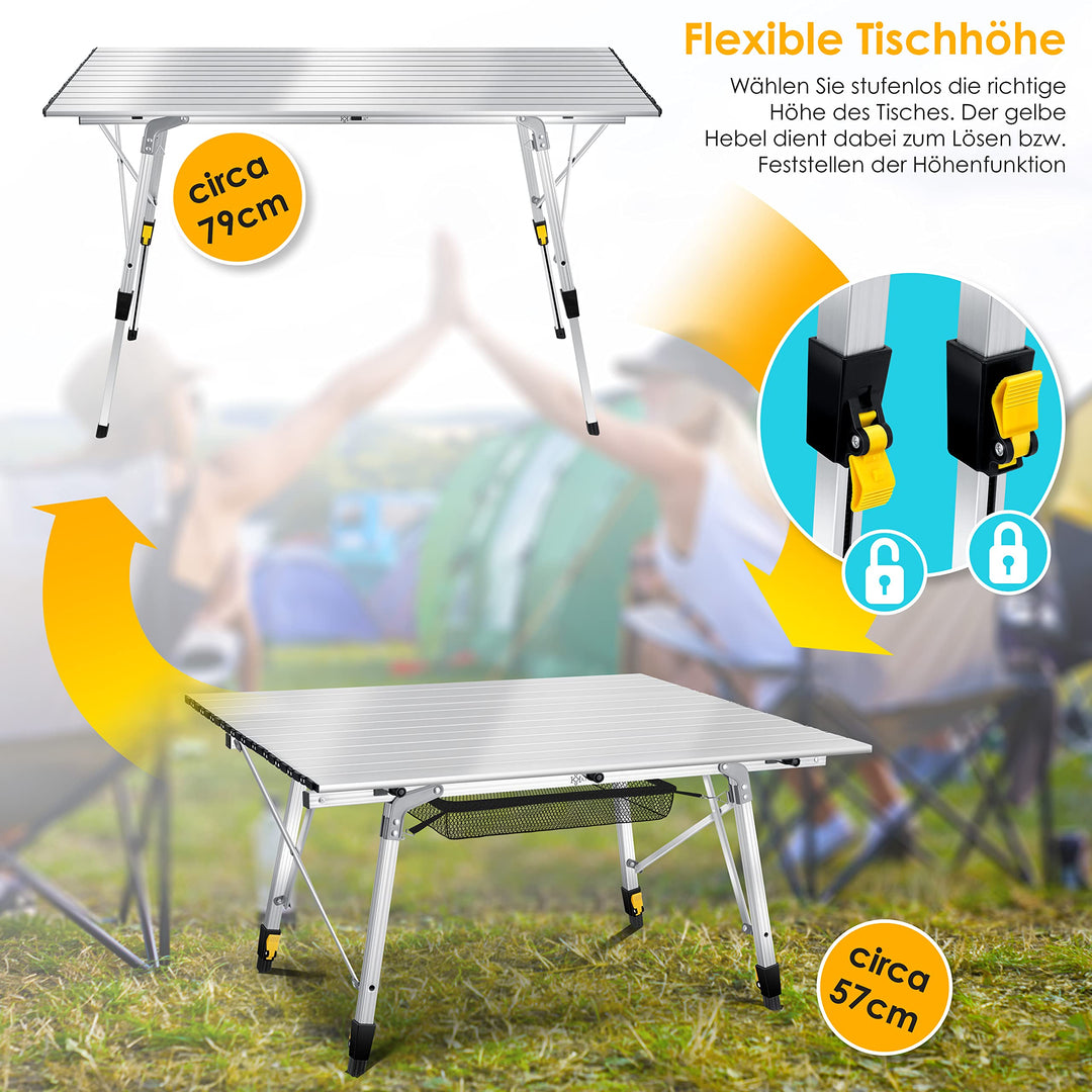 Campingtisch klappbar Aluminium 120x70cm höhenverstellbar bis 100kg - Bild 3