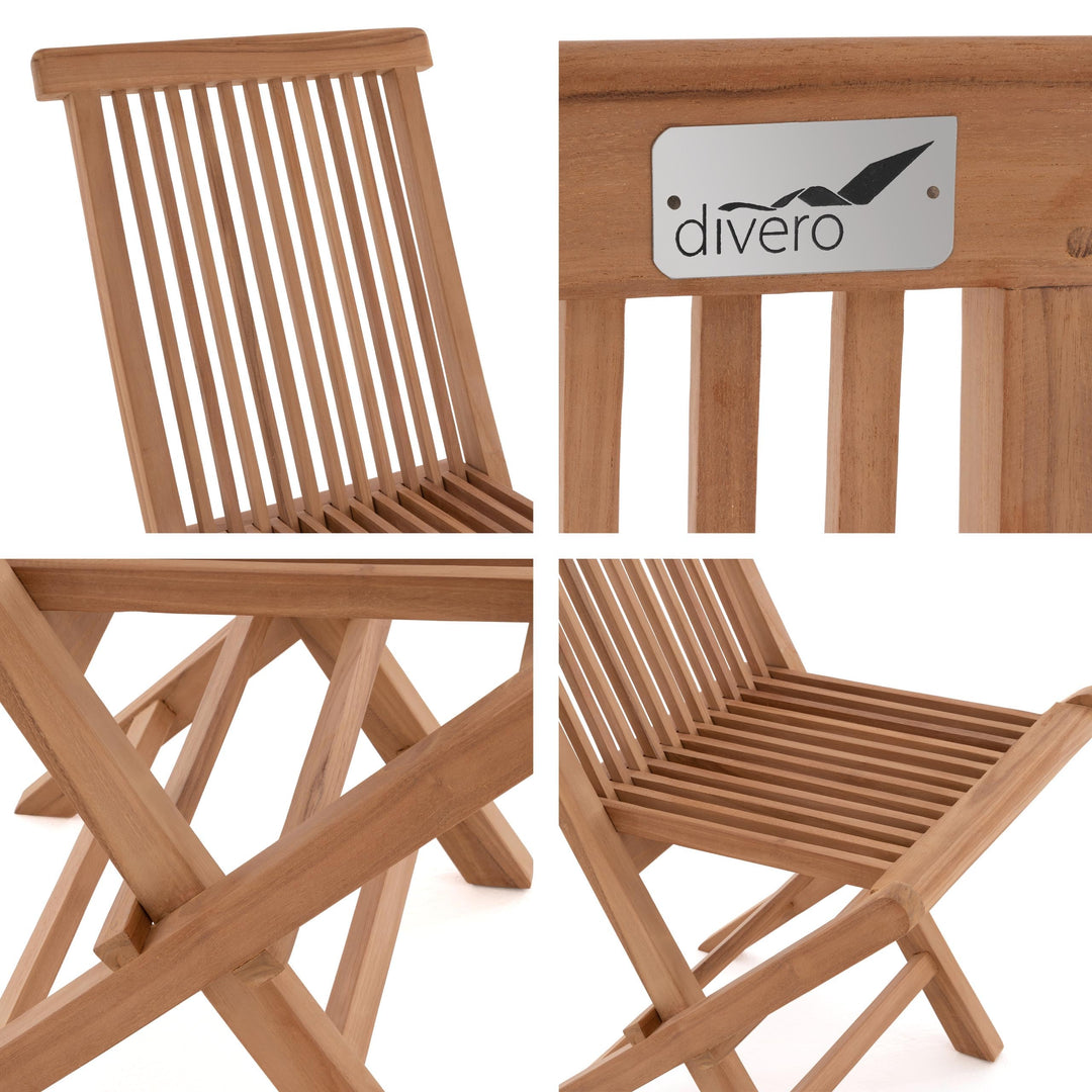 Klappstuhl Teakholz 4er-Set klappbar für Garten und Balkon - Bild 6