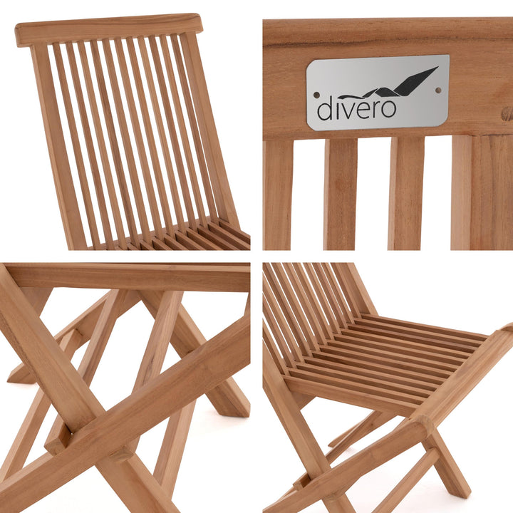 Klappstuhl Teakholz 4er-Set klappbar für Garten und Balkon - Bild 6