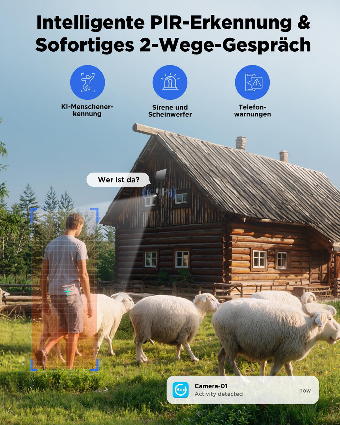 Überwachungskamera Aussen 4G Solar 2K HD 355° schwenkbar ohne WLAN - Bild 6