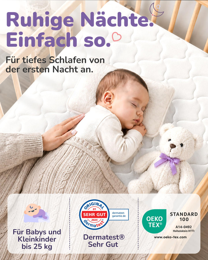 Babymatratze 60x120 cm Kaltschaum mit Trittkante, Oeko-Tex 100 - Bild 3