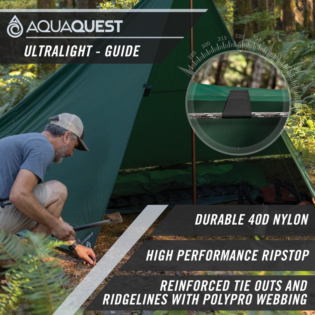 Camping-Tarp wasserdicht 3x2m ultraleicht für 2 Personen grün - Bild 3