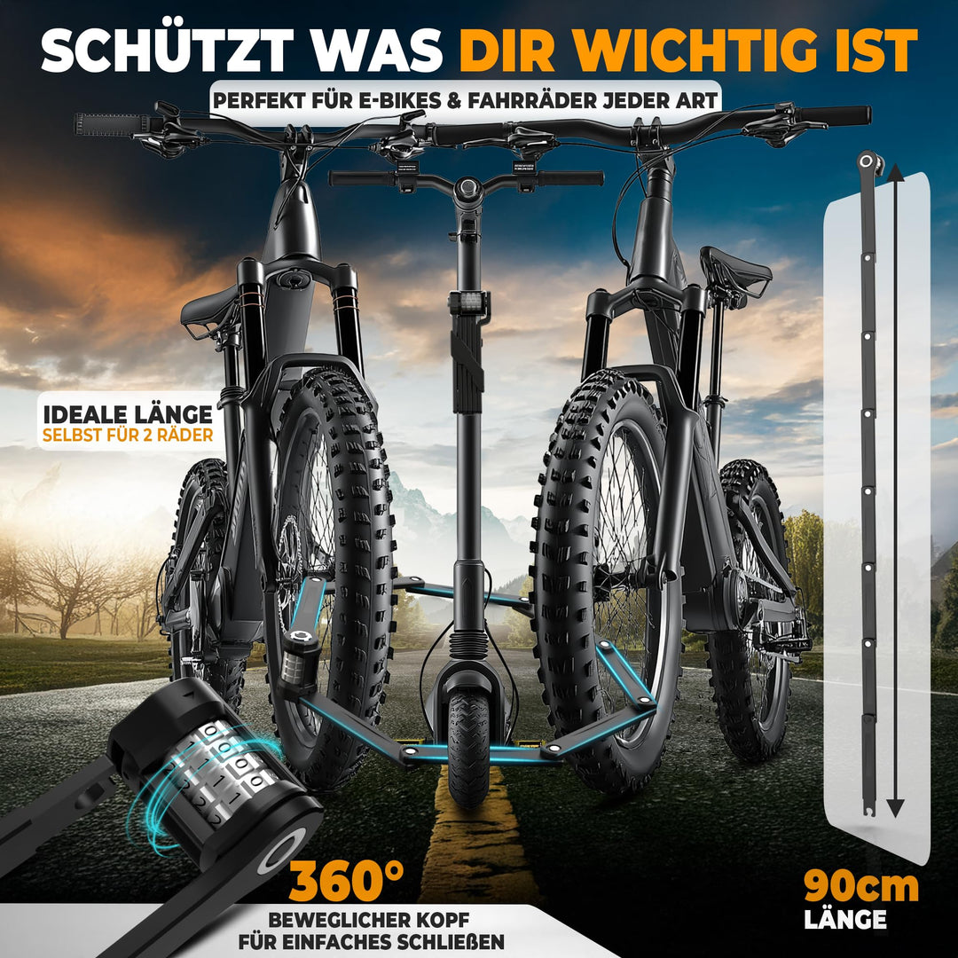 Faltschloss Fahrrad Zahlenschloss 8mm Stahl 90cm mit Halterung - Bild 3