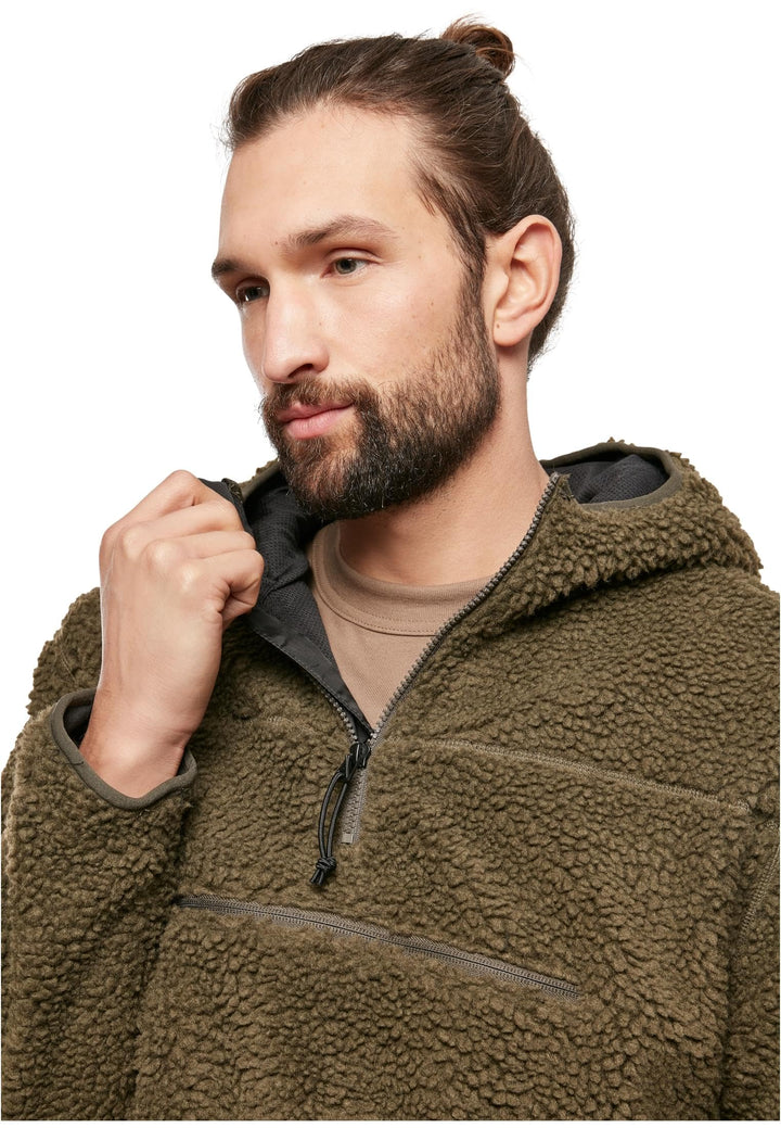 Fleece Kapuzenpullover Teddy-Fleece mit Kapuze und Taschen, Oliv, XL - Bild 7