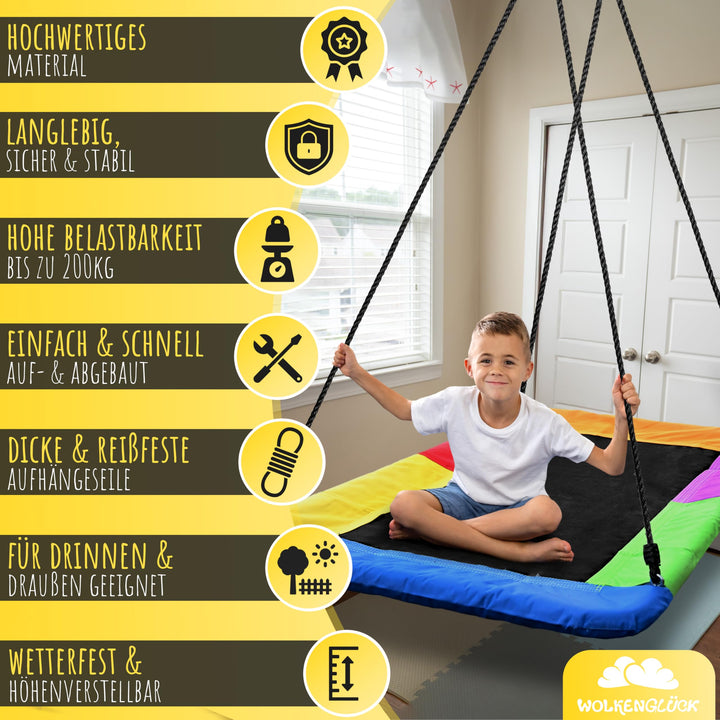 Nestschaukel eckig 150x80 cm 3-in-1 bis 200 kg für Innen und Aussen - Bild 7