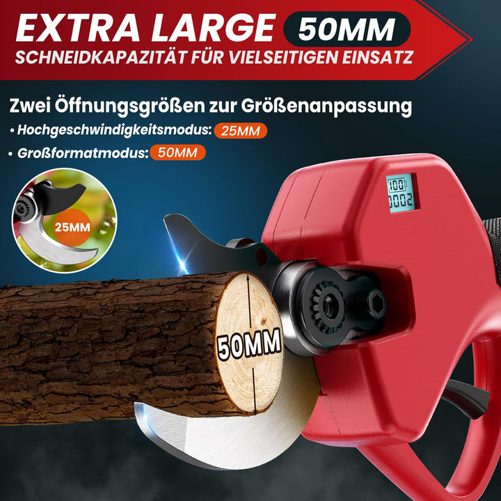 Akku-Astschere Bürstenlos 50mm Schnittbreite mit LCD-Anzeige 2x2000mAh - Bild 2
