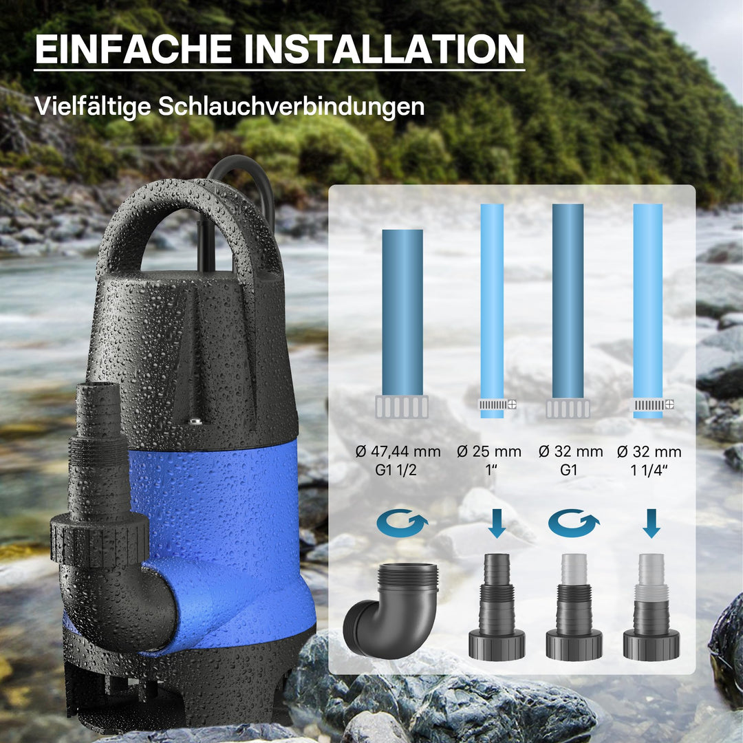 Schmutzwasserpumpe 400 W 7500 l/h für Garten, Teich &amp; Keller - Bild 6