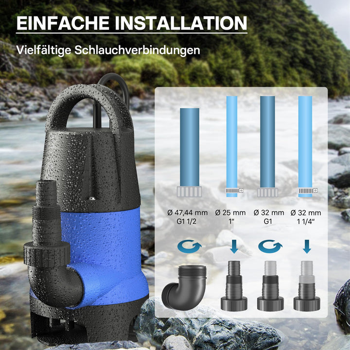 Schmutzwasserpumpe 400 W 7500 l/h für Garten, Teich &amp; Keller - Bild 6