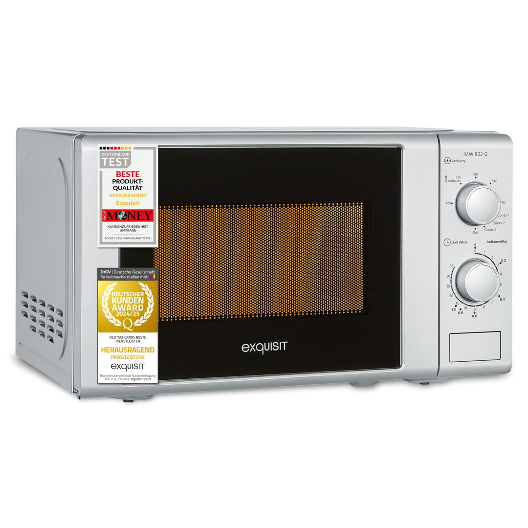 Mikrowelle mit Grill 20 L, 700 W/1000 W, Silber, 2 Drehregler