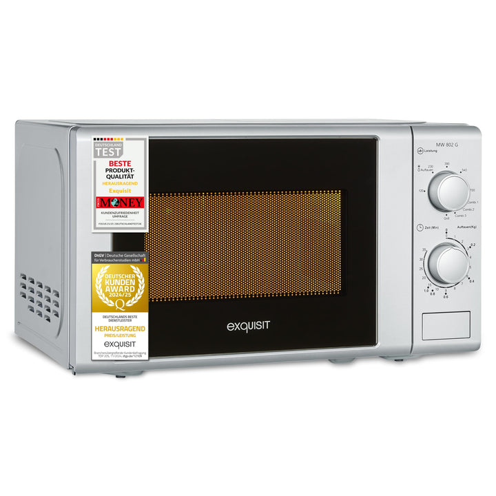 Mikrowelle mit Grill 20 L, 700 W/1000 W, Silber, 2 Drehregler
