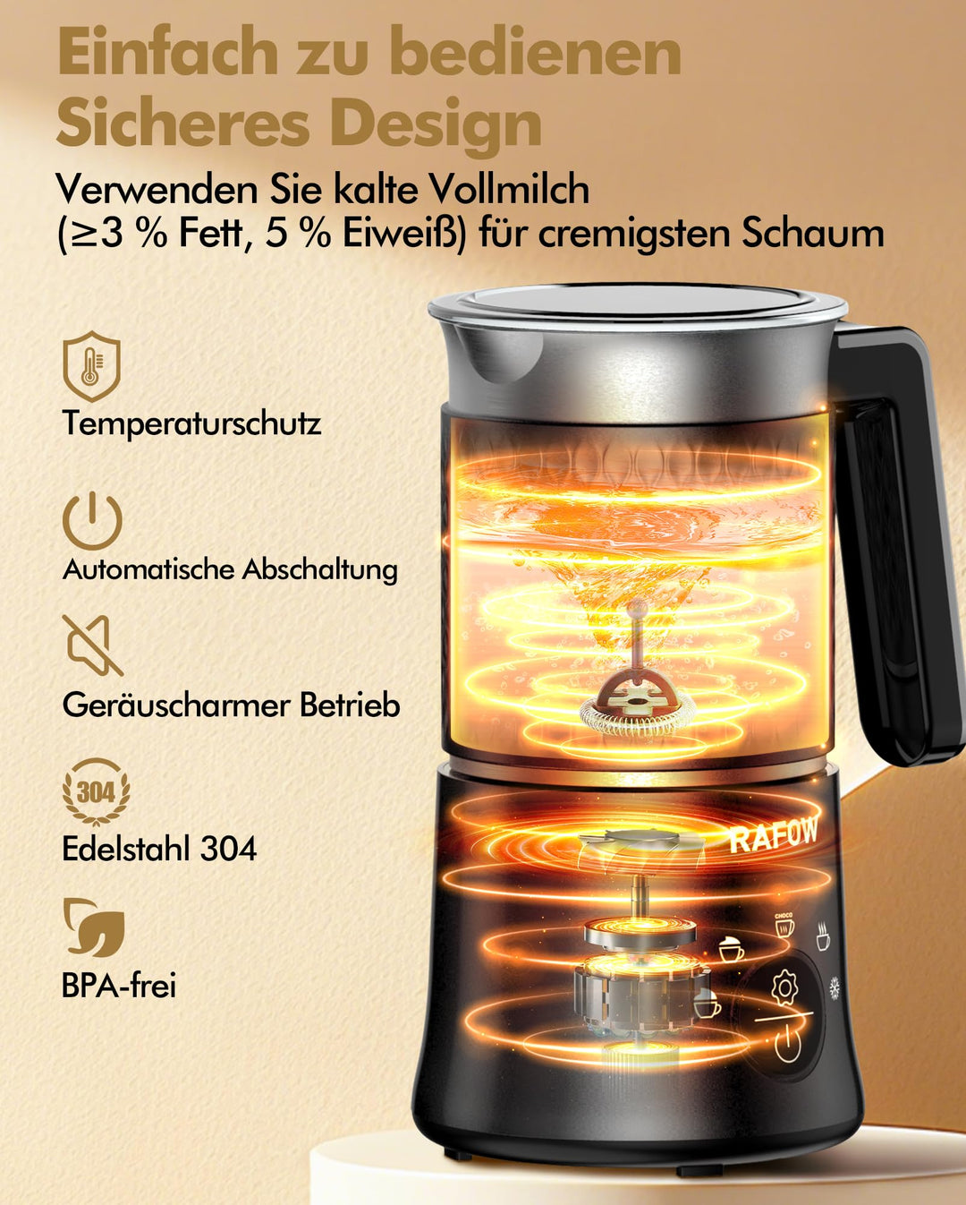 Milchaufschäumer Elektrisch 5-in-1 350ml für Cappuccino und Latte - Bild 7