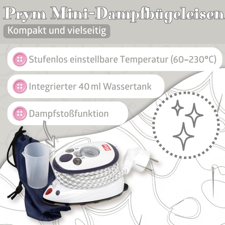 Mini Dampfbügeleisen Set mit Silikonablage, 420g, 60-230°C, Reise - Bild 3