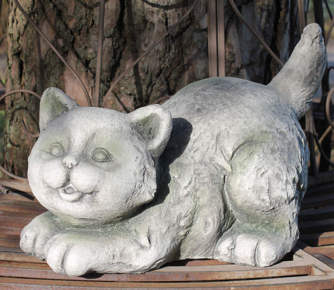 Gartenfigur Katze spielend Magnesia Steinoptik 25 cm Handbemalt - Bild 5