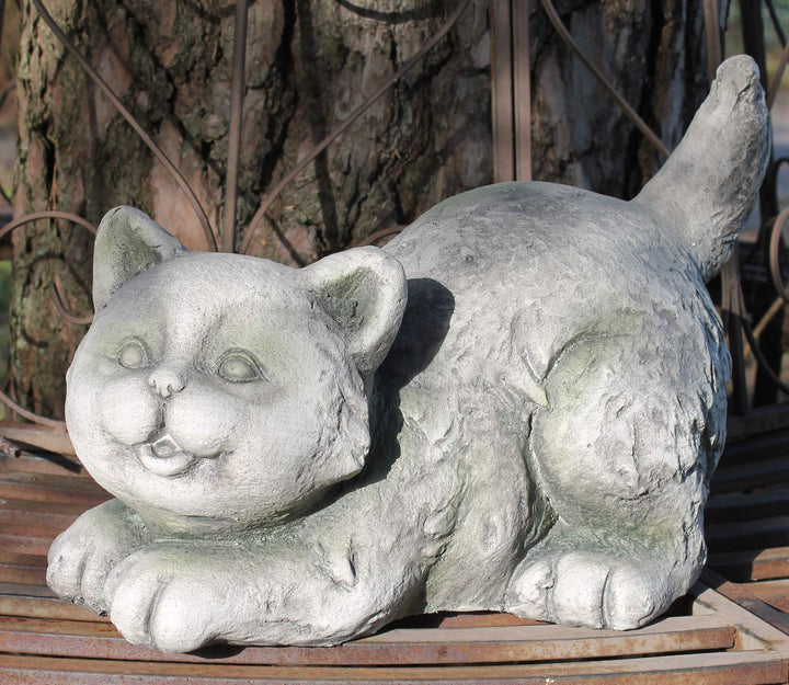 Gartenfigur Katze spielend Magnesia Steinoptik 25 cm Handbemalt - Bild 5