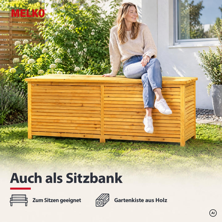 Auflagenbox Holz 170x50x58 cm Gartentruhe für Kissen und Polster - Bild 5