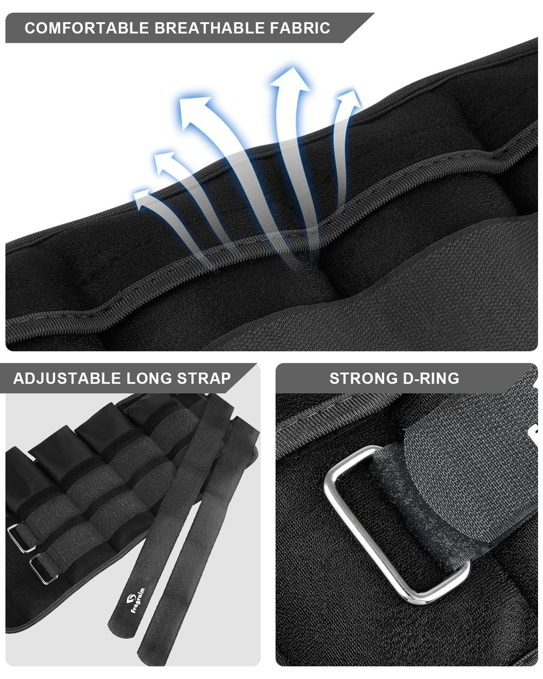 Gewichtsmanschetten verstellbar 1-5 kg Knöchel und Handgelenk 2er-Set - Bild 2