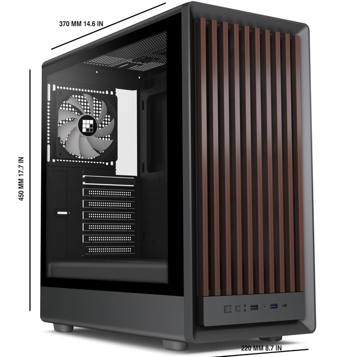 PC-Gehäuse ATX Mid-Tower Walnussholz-Front ARGB 4 Lüfter Schwarz - Bild 9