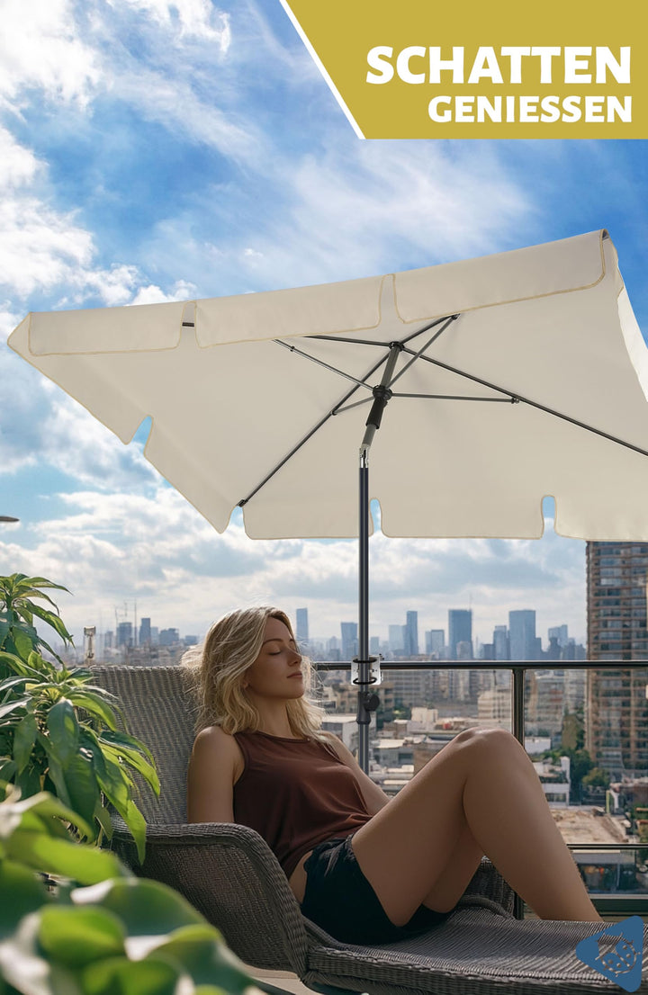 Sonnenschirm Balkon rechteckig 200x125 cm UV50+ 3-in-1 Set mit Halterung - Bild 3